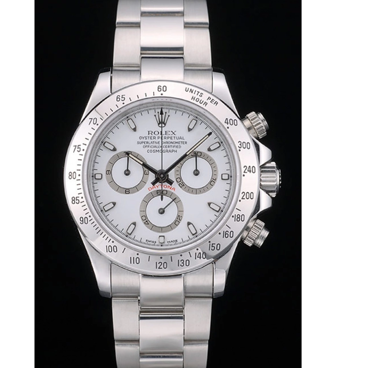 White Daytona 80297 Swiss Rolex Stainless Dial Steel Bracelet 0715